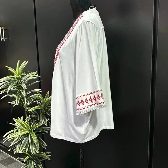 Style & Co. Global Escape Kimono, embroidered trim, tassel, 3/4  sleeve - Picture 5 of 12